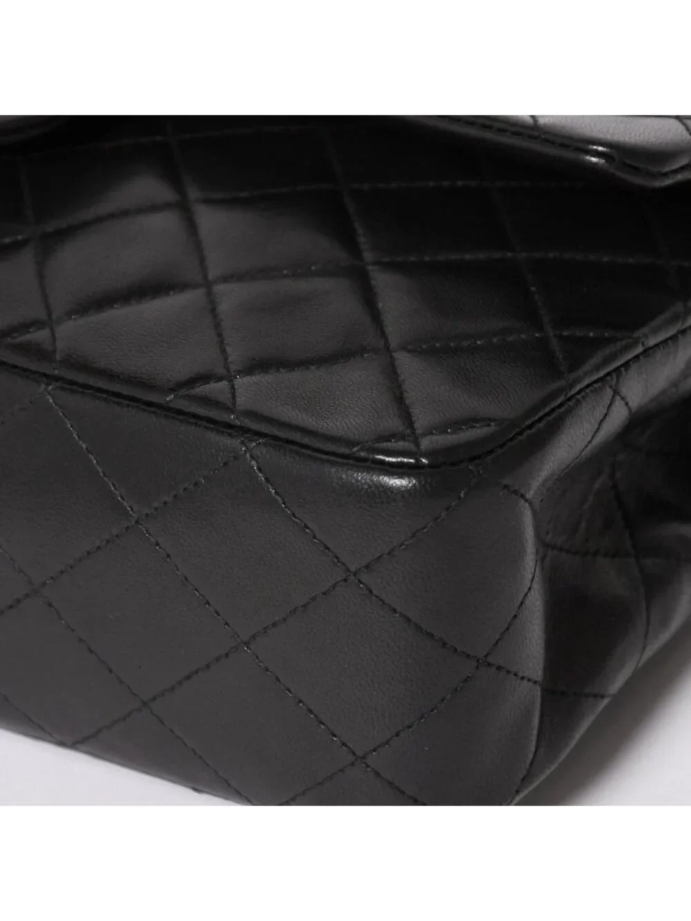 Chanel Quilted 25 Double Flap Chain Shoulder Bag Lambskin CC Logo Black